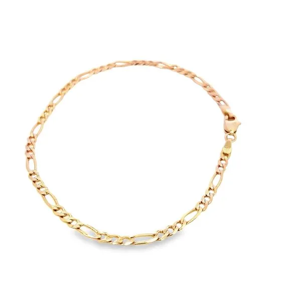 14k Yellow Gold 3mm Figaro Link Bracelet Image 4 Arezzo Jewelers Elmwood Park, IL