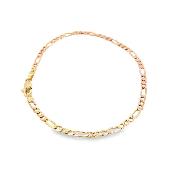 14k Yellow Gold 3mm Figaro Link Bracelet Image 5 Arezzo Jewelers Elmwood Park, IL