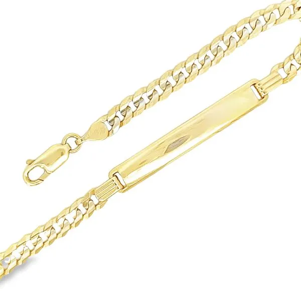 14K Yellow Gold Curb Link Adult ID Bracelet Image 2 Arezzo Jewelers Elmwood Park, IL