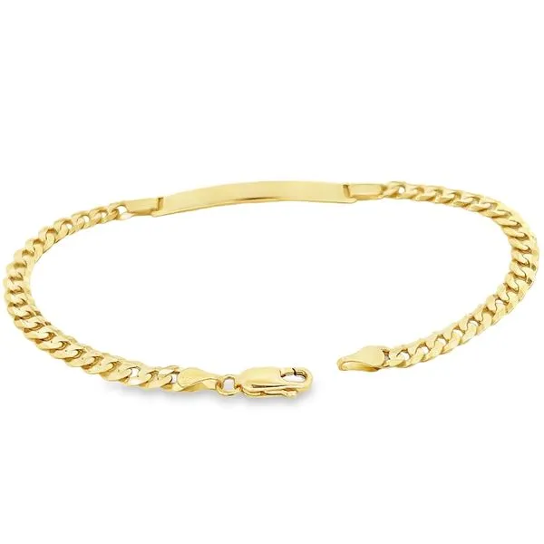 14K Yellow Gold Curb Link Adult ID Bracelet Image 4 Arezzo Jewelers Elmwood Park, IL