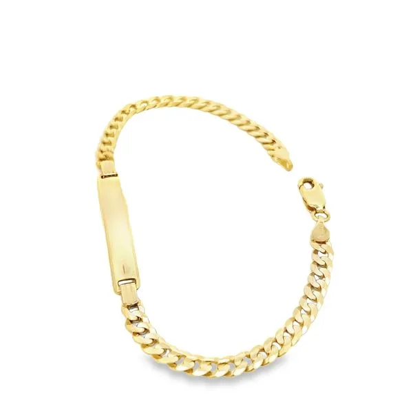 14K Yellow Gold Curb Link Adult ID Bracelet Image 5 Arezzo Jewelers Elmwood Park, IL