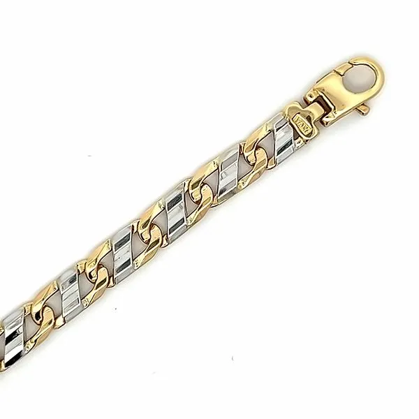 14K Two Tone Italian 6.5mm Fancy Link Gold Bracelet Image 2 Arezzo Jewelers Elmwood Park, IL