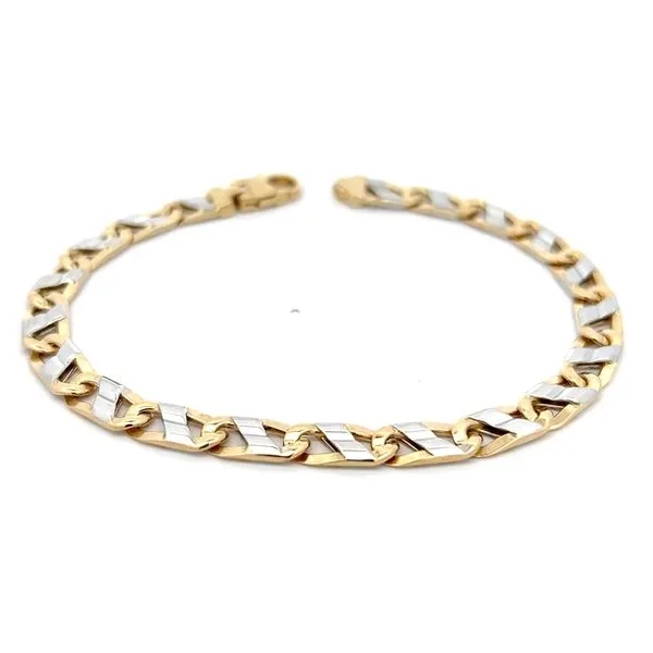 14K Two Tone Italian 6.5mm Fancy Link Gold Bracelet Image 3 Arezzo Jewelers Elmwood Park, IL