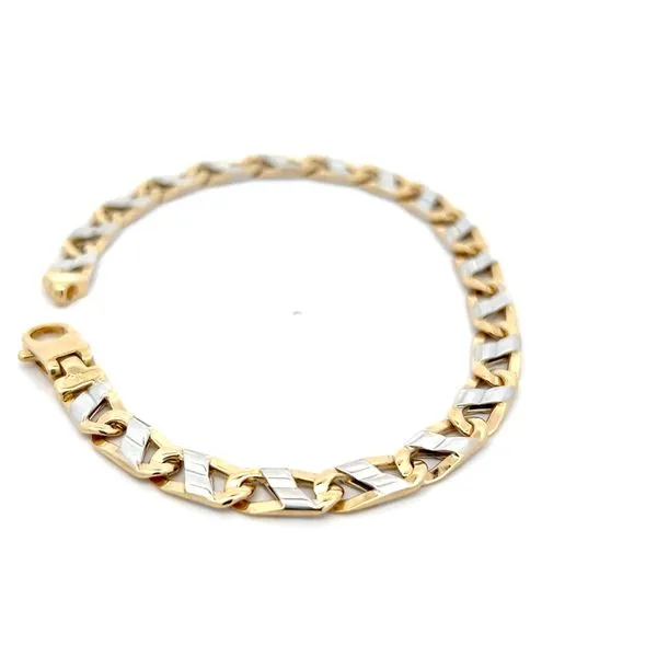 14K Two Tone Italian 6.5mm Fancy Link Gold Bracelet Image 4 Arezzo Jewelers Elmwood Park, IL