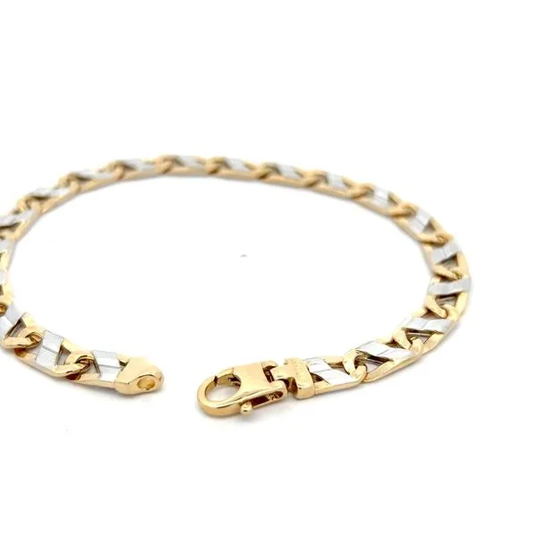 14K Two Tone Italian 6.5mm Fancy Link Gold Bracelet Image 5 Arezzo Jewelers Elmwood Park, IL