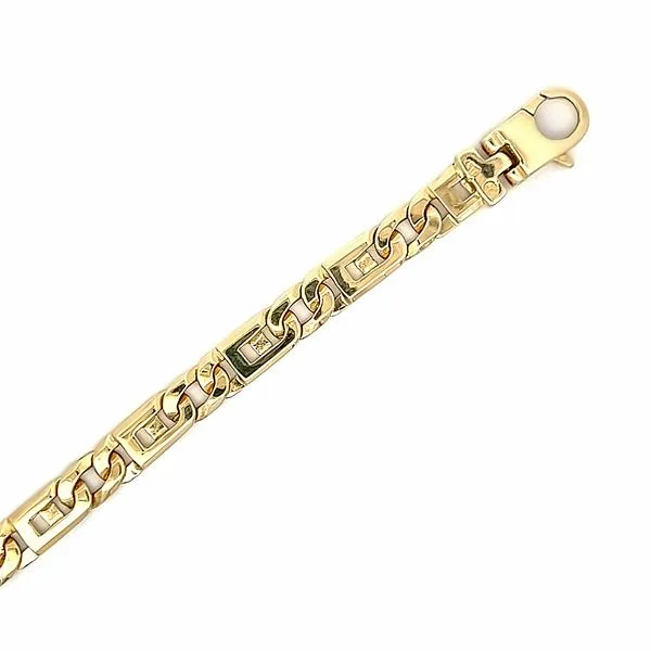 14K Yellow Gold Italian Handmade 6.5mm Fancy Link Bracelet Image 2 Arezzo Jewelers Elmwood Park, IL