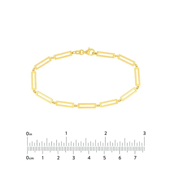 14K Yellow Gold Italian Station Link Bracelet Image 3 Arezzo Jewelers Elmwood Park, IL
