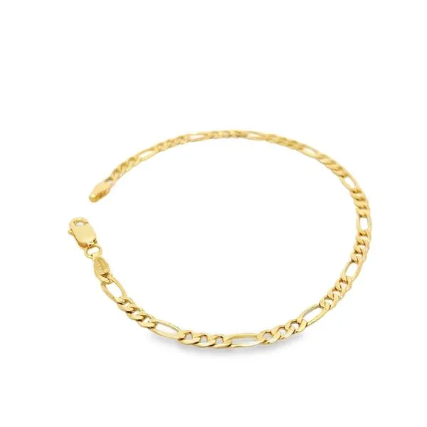 14K Yellow Gold 3mm Figaro Link Bracelet Image 5 Arezzo Jewelers Elmwood Park, IL