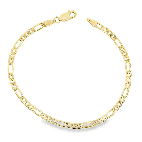 14K Yellow Gold 3mm Figaro Link Bracelet Arezzo Jewelers Elmwood Park, IL