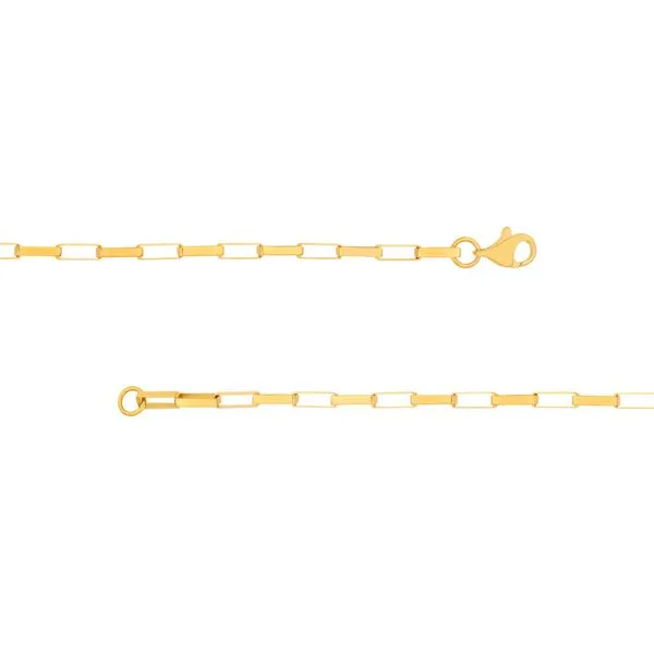 14k Yellow Gold 2mm Fancy Long Box Link Bracelet Image 3 Arezzo Jewelers Elmwood Park, IL