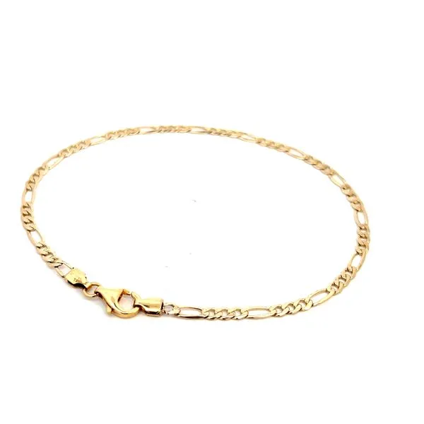 14K Yellow 3mm Gold Figaro Link Bracelet Image 2 Arezzo Jewelers Elmwood, IL