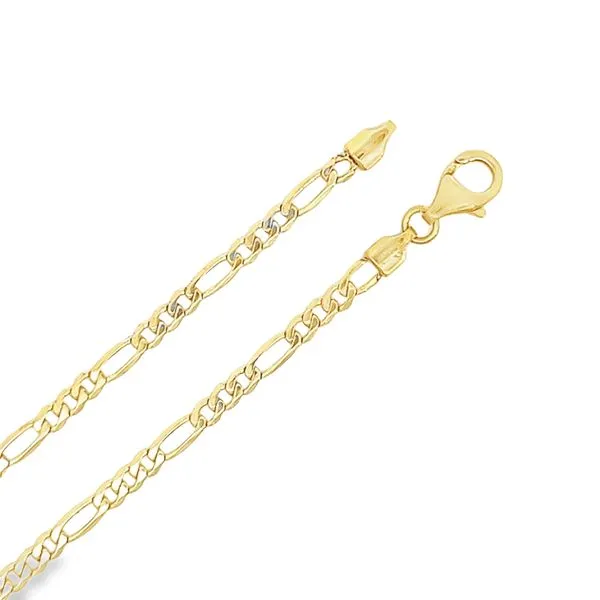 14K Yellow 3mm Gold Figaro Link Bracelet Image 3 Arezzo Jewelers Elmwood, IL