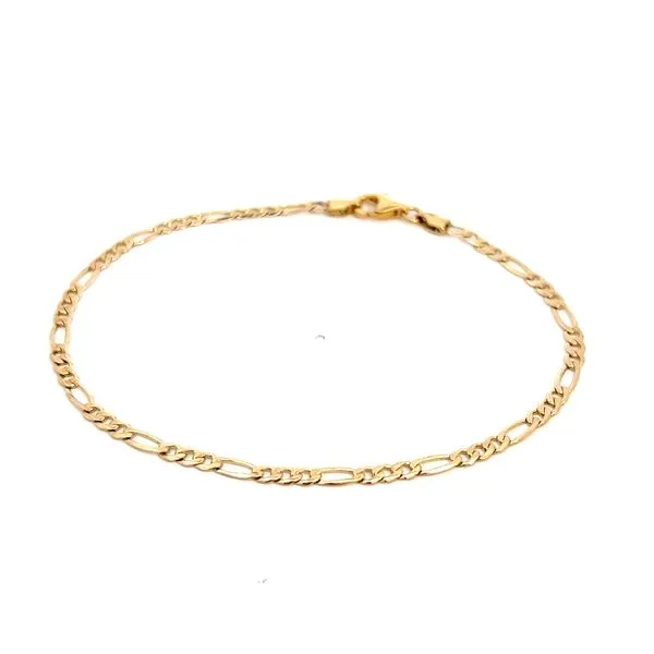 14K Yellow 3mm Gold Figaro Link Bracelet Image 4 Arezzo Jewelers Elmwood, IL