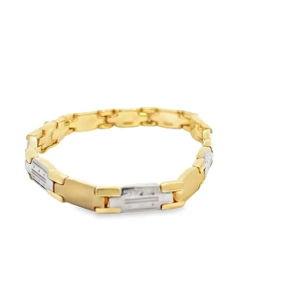 14K Two Tone Gold Italian Link Bracelet Image 4 Arezzo Jewelers Elmwood Park, IL