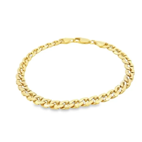 14K Yellow Gold 5.6mm Fancy Cuban Link Bracelet Arezzo Jewelers Elmwood Park, IL