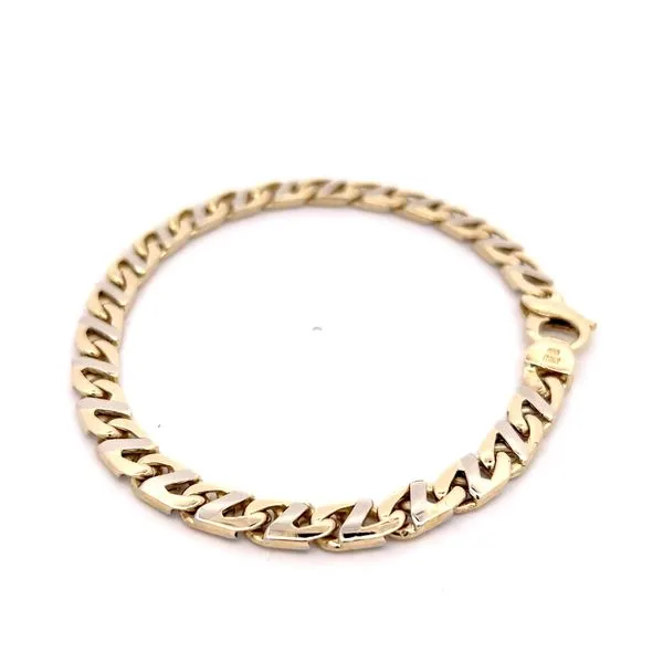 14K Two Tone Gold Fancy Italian Link Bracelet Image 3 Arezzo Jewelers Elmwood Park, IL