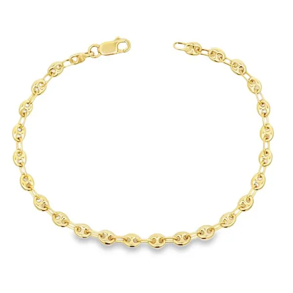 14 Karat Yellow Gold 4mm Puffed Marina Bracelet Arezzo Jewelers Elmwood Park, IL
