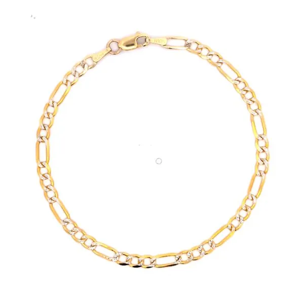 14k Two Tone Gold 3.3mm Figaro Link Bracelet Image 2 Arezzo Jewelers Elmwood, IL