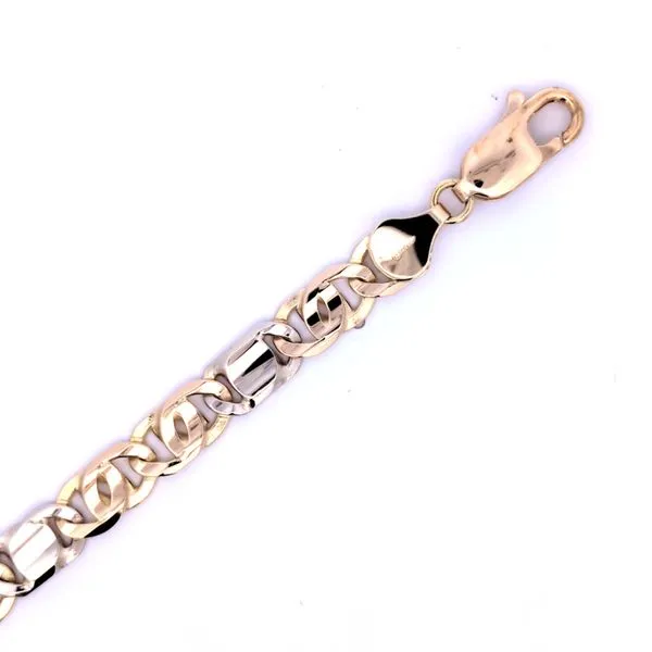 18k Gold 6.6mm Two Tone Italian Link Bracelet Image 3 Arezzo Jewelers Elmwood Park, IL