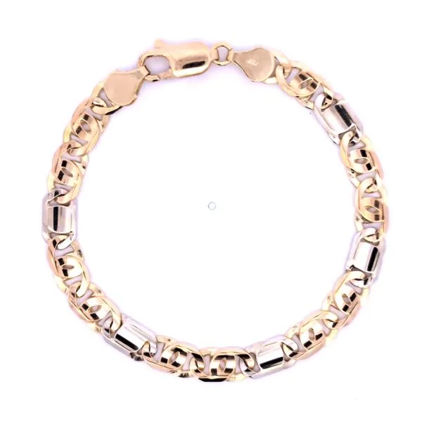 18k Gold 6.6mm Two Tone Italian Link Bracelet Arezzo Jewelers Elmwood Park, IL