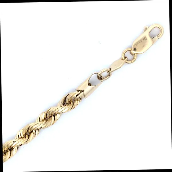 14K Yellow Gold 4.6mm Hollow Rope Link Bracelet Image 2 Arezzo Jewelers Elmwood Park, IL