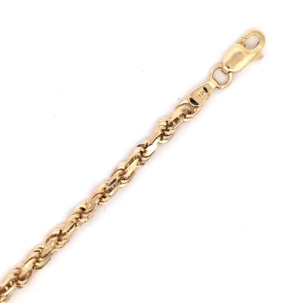 14 Karat Yellow Gold 3.4mm Solid Rope Link Bracelet Arezzo Jewelers Elmwood Park, IL