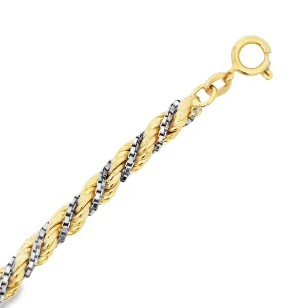 18K Gold 5mm Braided Rope Link Bracelet Arezzo Jewelers Elmwood Park, IL