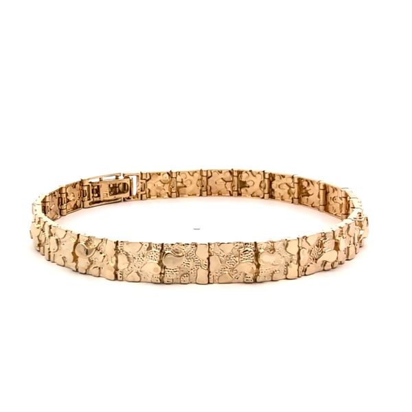 14 Karat Yellow Gold 7.5mm Nugget Link Bracelet Image 2 Arezzo Jewelers Elmwood Park, IL