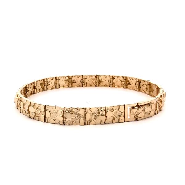 14 Karat Yellow Gold 7.5mm Nugget Link Bracelet Image 3 Arezzo Jewelers Elmwood Park, IL