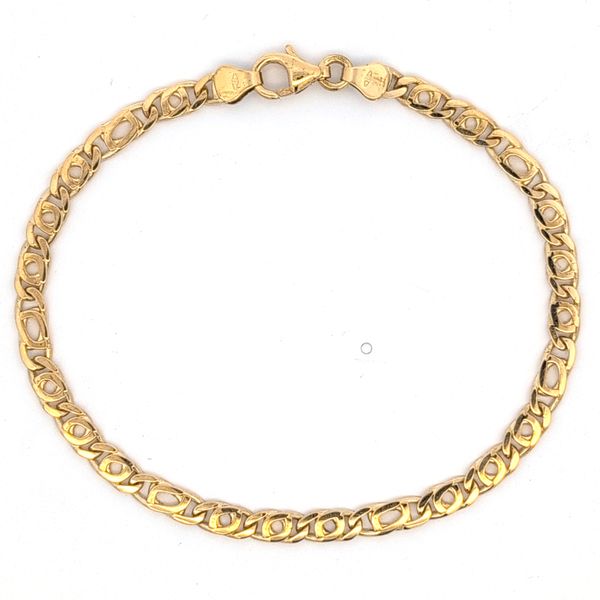 18K Yellow Gold 4.25mm Tiger Eye Link Bracelet - 8.25