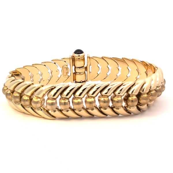 Chiampesan 18 Karat Yellow Gold Fancy Link Cabochon Ruby Bracelet Arezzo Jewelers Elmwood Park, IL