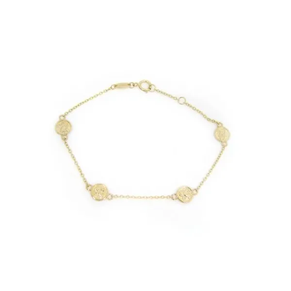 14K Yellow Gold Baby Bracelet with Guardian Angel Charms Arezzo Jewelers Elmwood Park, IL