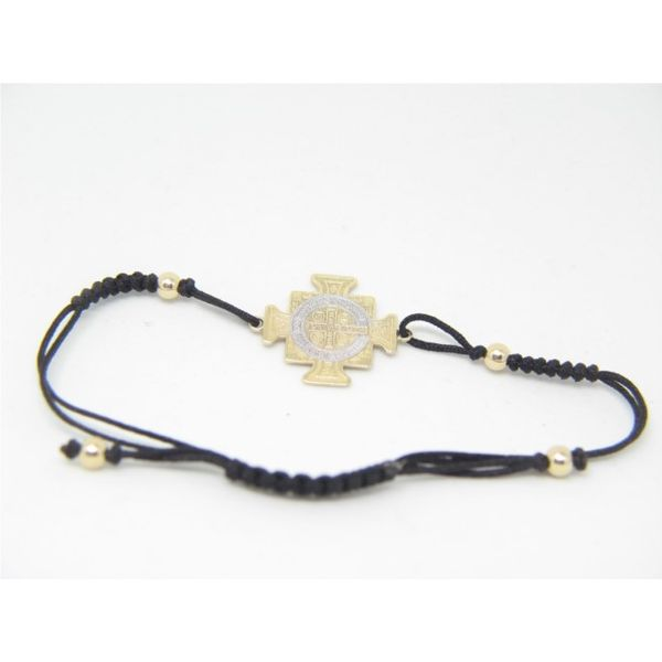 14k Two Tone St. Benedict Macrame Bracelet Image 2 Arezzo Jewelers Elmwood Park, IL