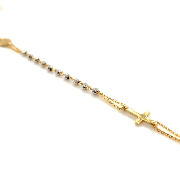 18k Two Tone Gold Beaded Rosary Religious Bracelet Image 3 Arezzo Jewelers Elmwood Park, IL