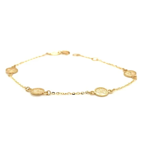 14K Yellow Gold Baby Bracelet with Guardian Angel Charms Image 2 Arezzo Jewelers Elmwood Park, IL