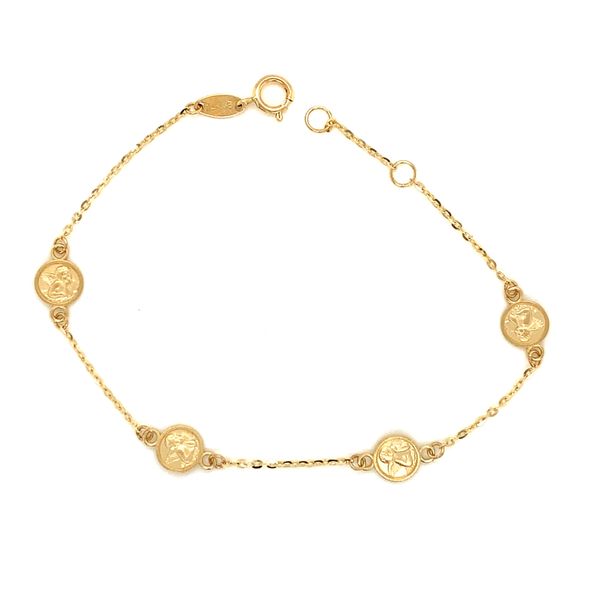 14K Yellow Gold Baby Bracelet with Guardian Angel Charms Arezzo Jewelers Elmwood Park, IL