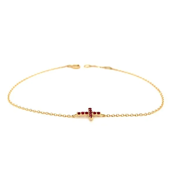 14k Yellow Gold Ruby Cross Bracelet Image 2 Arezzo Jewelers Elmwood Park, IL