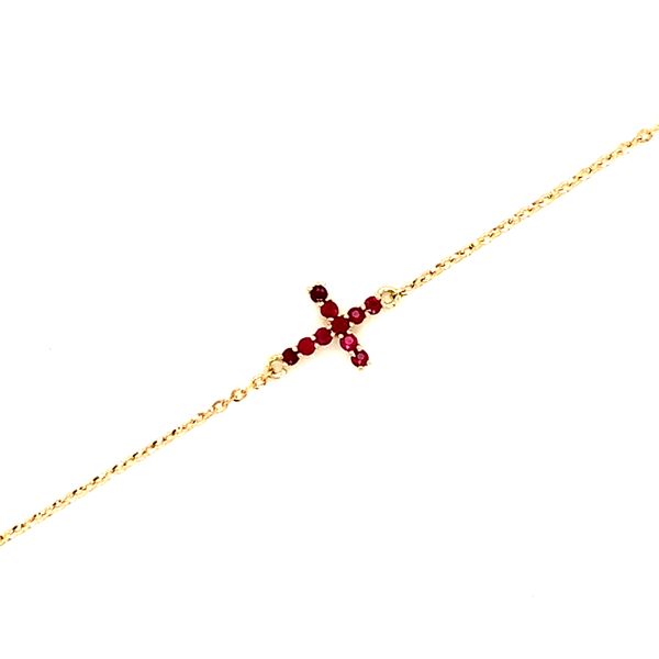 14k Yellow Gold Ruby Cross Bracelet Image 3 Arezzo Jewelers Elmwood Park, IL