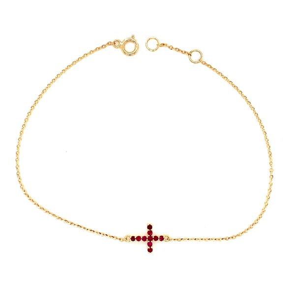 14k Yellow Gold Ruby Cross Bracelet Arezzo Jewelers Elmwood Park, IL