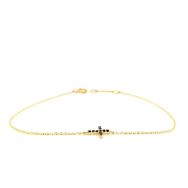 14k Yellow Gold Sapphire Cross Bracelet Image 2 Arezzo Jewelers Elmwood Park, IL