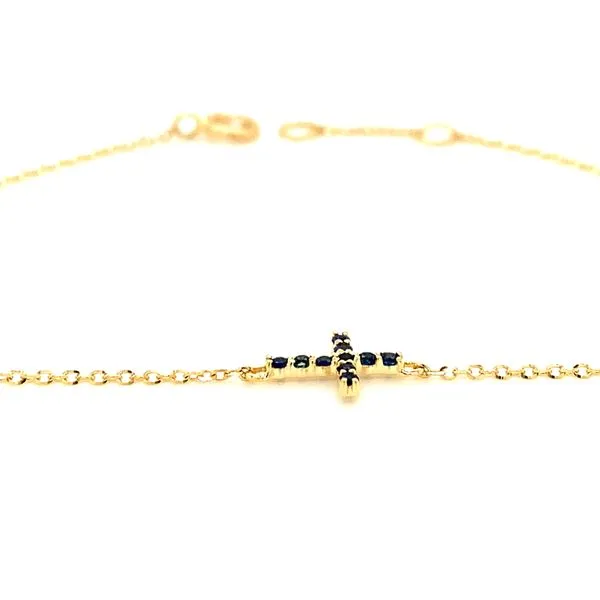 14k Yellow Gold Sapphire Cross Bracelet Image 3 Arezzo Jewelers Elmwood Park, IL