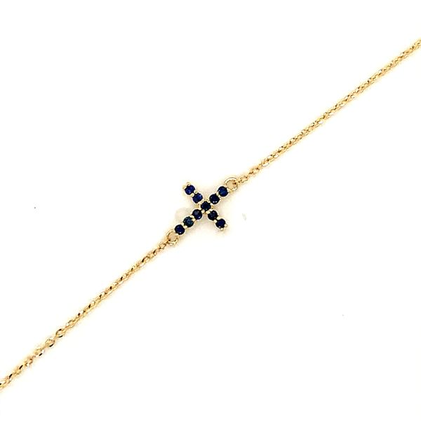 14k Yellow Gold Sapphire Cross Bracelet Image 4 Arezzo Jewelers Elmwood Park, IL