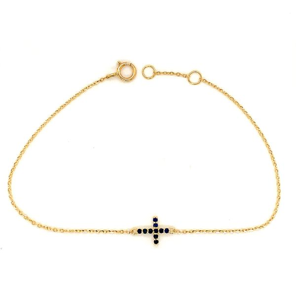 14k Yellow Gold Sapphire Cross Bracelet Arezzo Jewelers Elmwood Park, IL