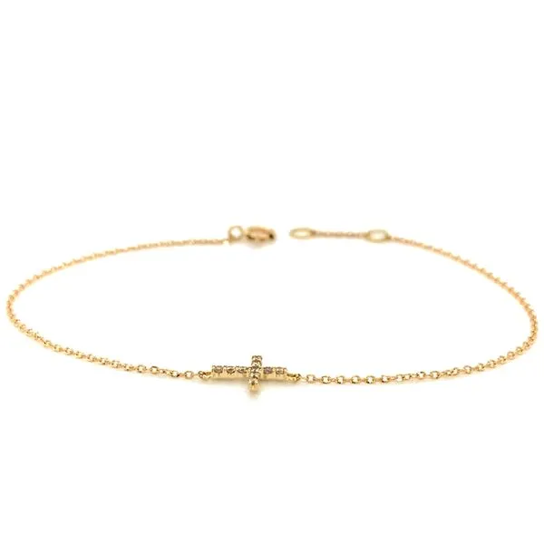 14k Yellow Gold Diamond Cross Bracelet Image 2 Arezzo Jewelers Elmwood Park, IL