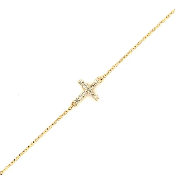 14k Yellow Gold Diamond Cross Bracelet Image 3 Arezzo Jewelers Elmwood Park, IL