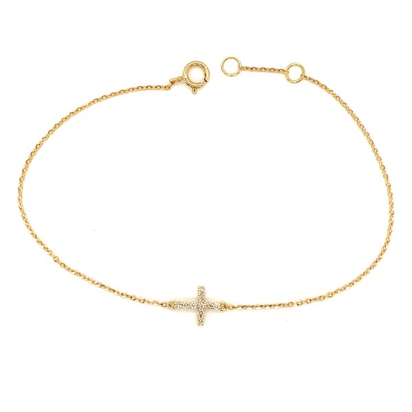 14k Yellow Gold Diamond Cross Bracelet Arezzo Jewelers Elmwood Park, IL