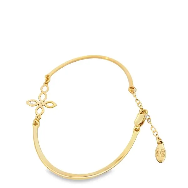 18K Yellow Gold Religious Cross Bangle Bracelet Image 5 Arezzo Jewelers Elmwood Park, IL