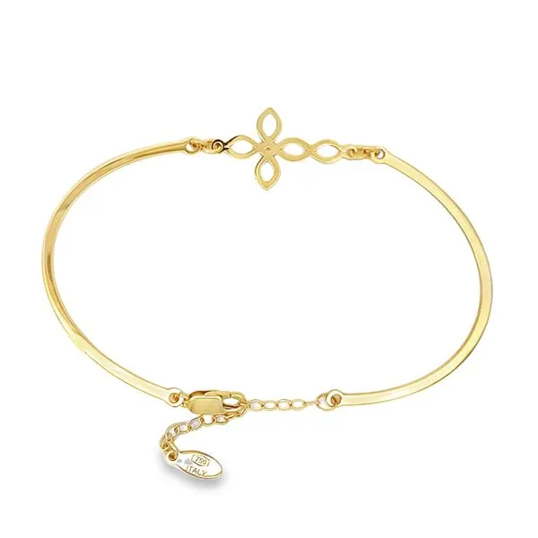 18K Yellow Gold Religious Cross Bangle Bracelet Arezzo Jewelers Elmwood Park, IL
