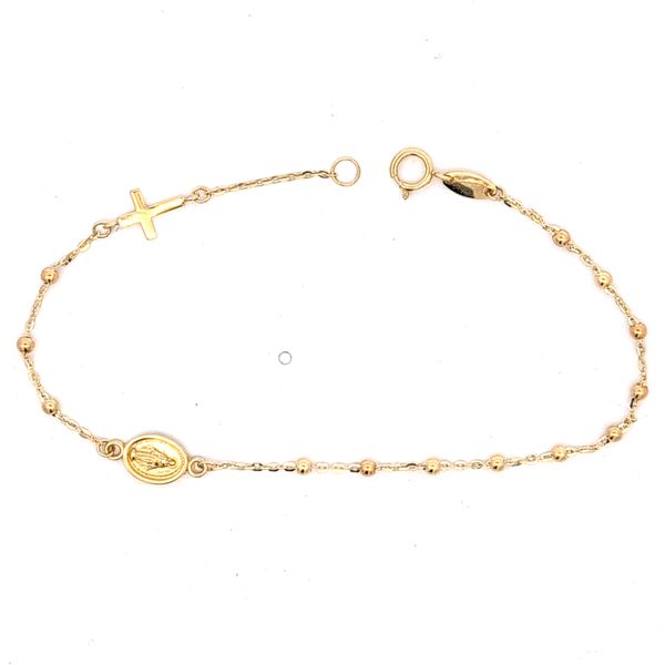 14 Karat Yellow Gold Beaded Religious Bracelet Arezzo Jewelers Elmwood Park, IL