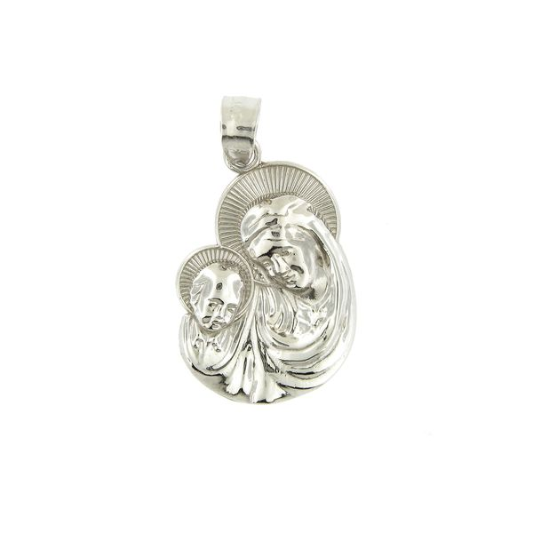 14k White Gold Mother & Child Medal Arezzo Jewelers Elmwood Park, IL